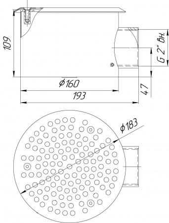 Донный слив круглый Ø160х100 2″