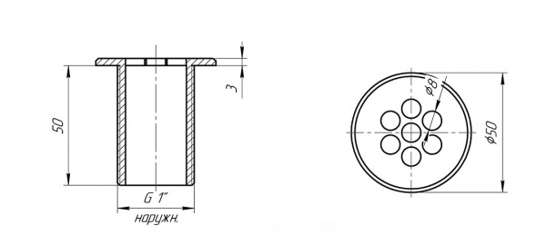 Форсунка для купели Ø50 (наружная 1”)