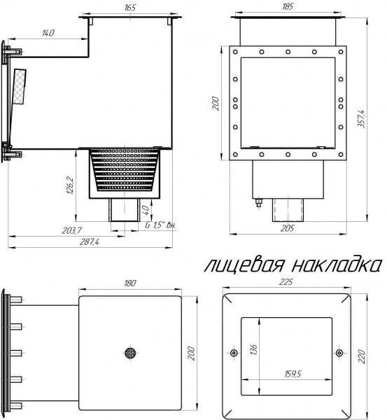 Скиммер 15 м² с удлинённой горловиной (Плёнка) для бассейна