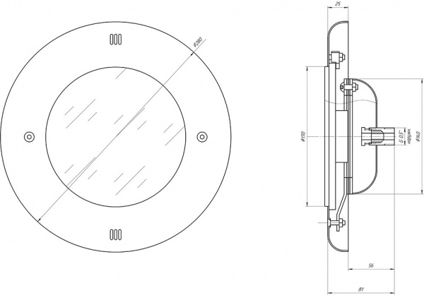 Прожектор светодиодный 35 Вт ”Холодный белый” 12В из нерж. стали с закладной