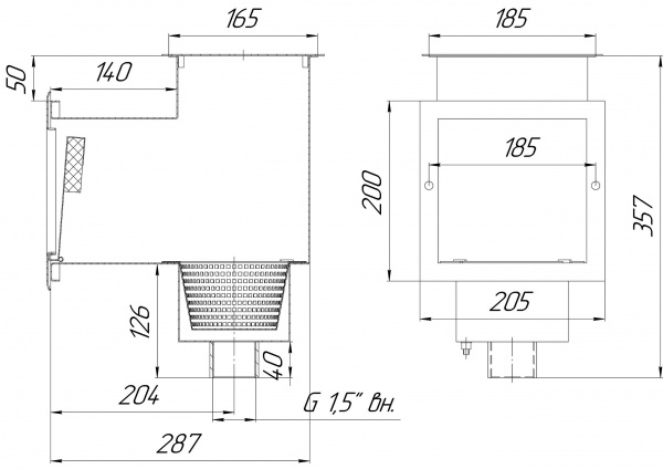 Скиммер 15 м² с удлинённой горловиной (Плитка)