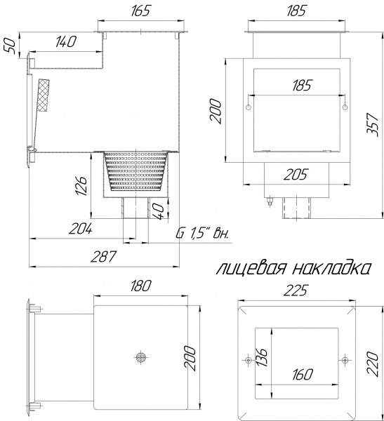 Скиммер 15 м² с удлинённой горловиной (Плитка)